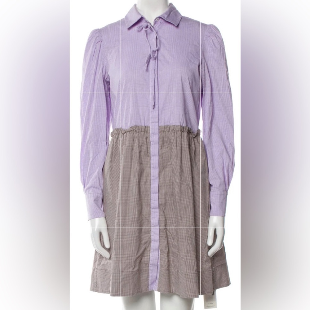 Purple and Brown Long Sleeve Dress